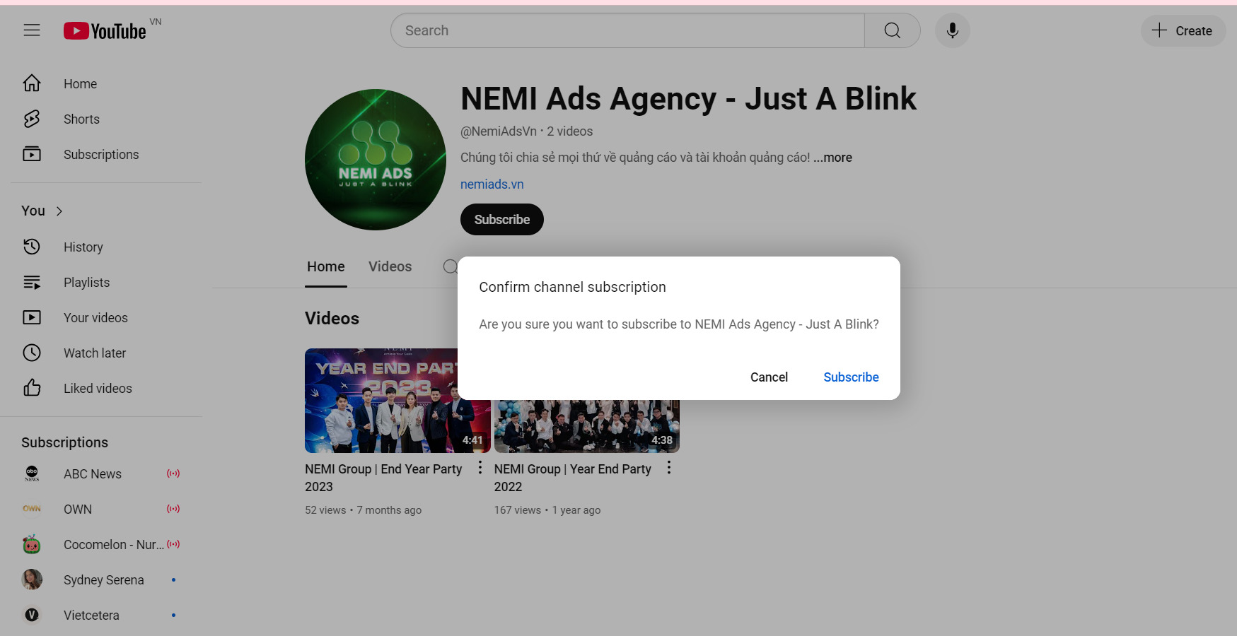This subscriber link directs users to a subscribe option immediately, streamlining the process for them to join your channel without any extra steps