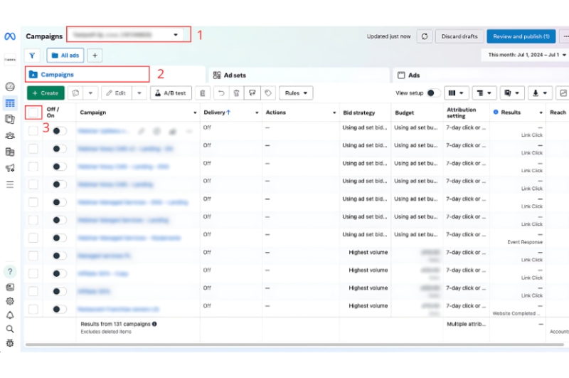 Follow the steps shown in the image to see your ad results.