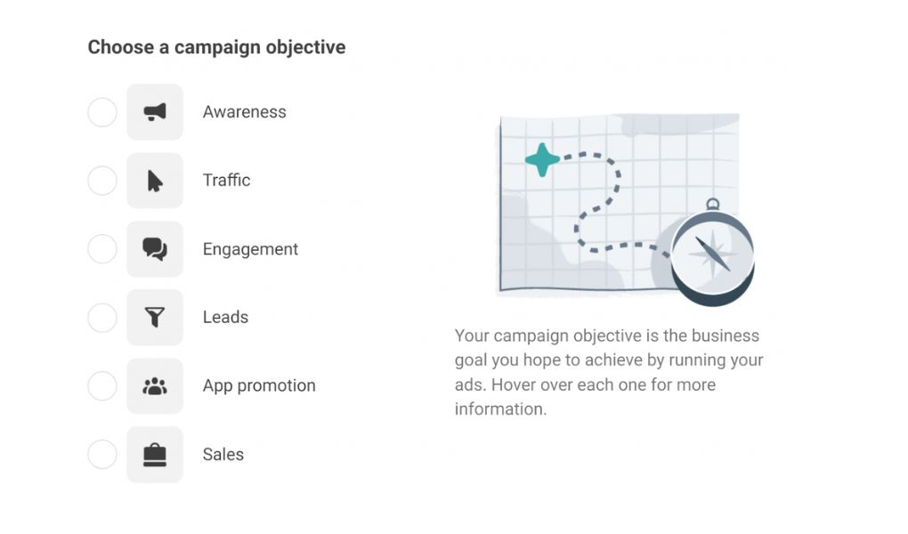 The first step in creating a campaign is choosing the right ad objective
