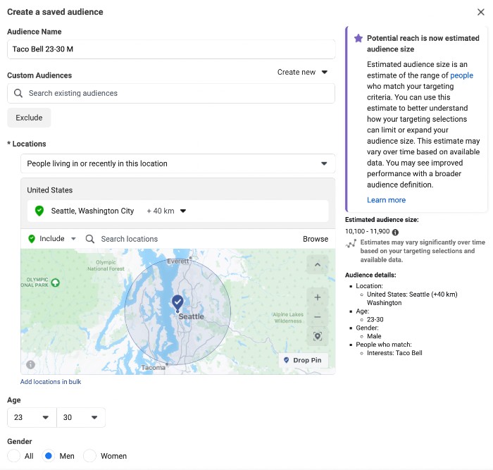 Saved Audience lets you save and reuse specific targeting criteria