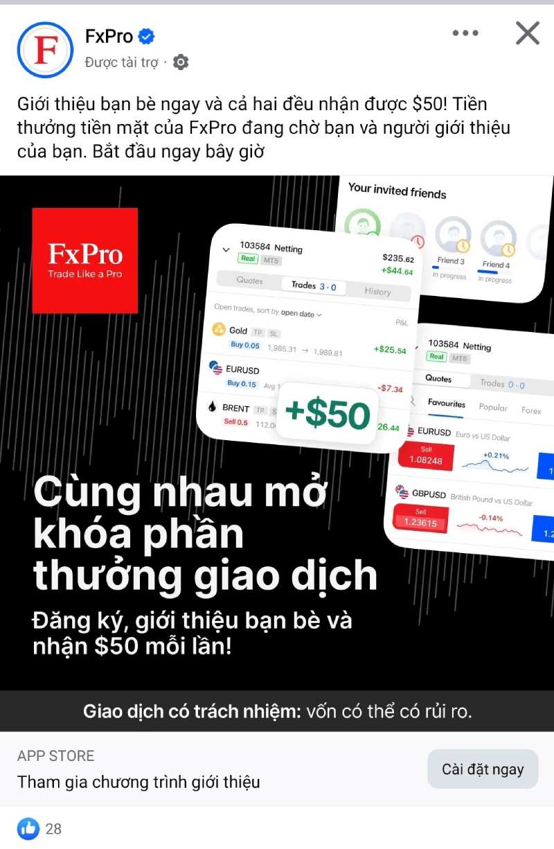 FxPro’s App Promotion Advertisement