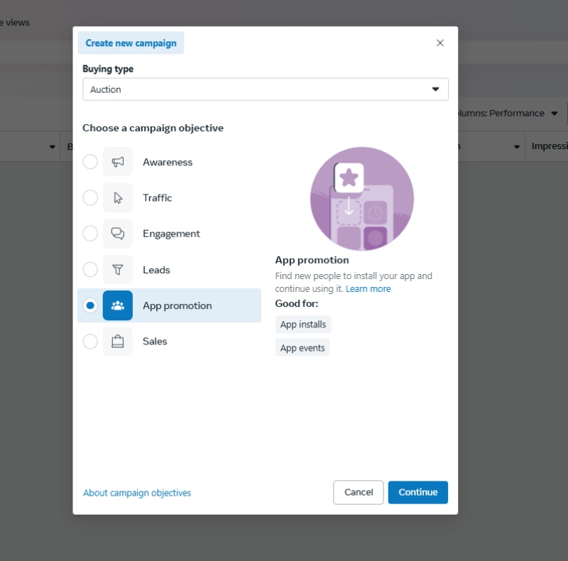 Create app install Facebook ads