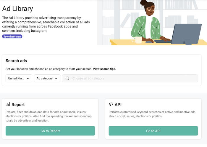 You can filter ads based on country, region, type, keywords or company name with Facebook Ads Search Tool