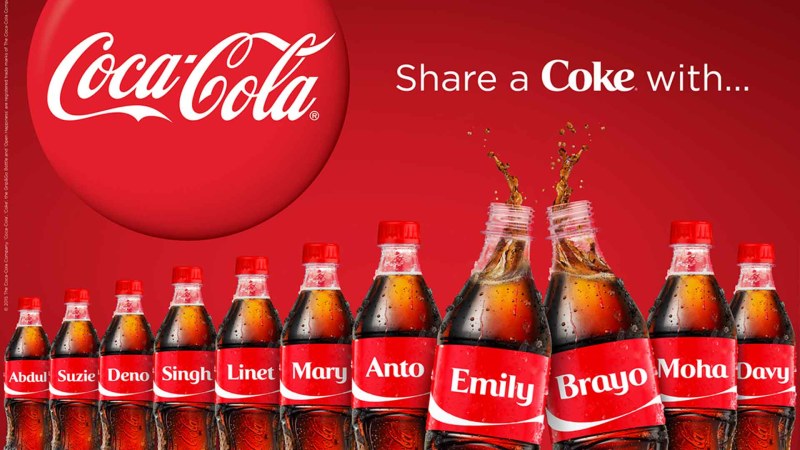 Coca colas share a coke campaign.