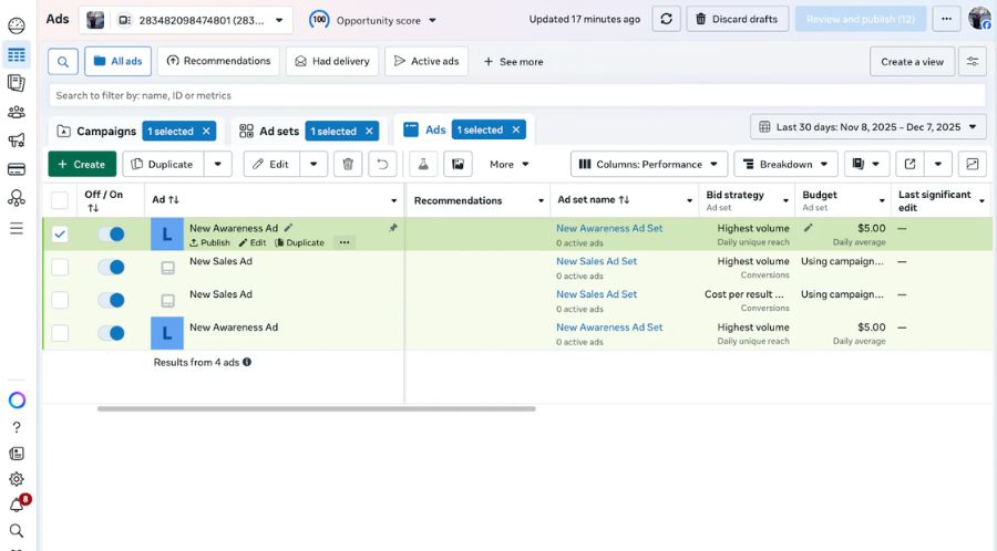 Facebook Ads Manager Campaigns