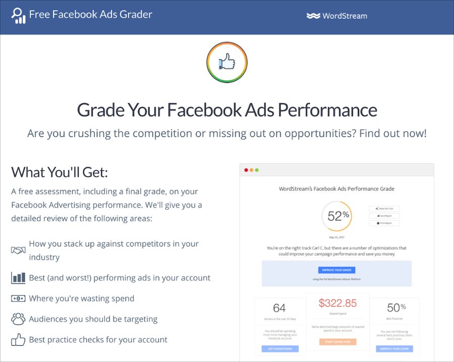 Wordstream Facebook ad creation