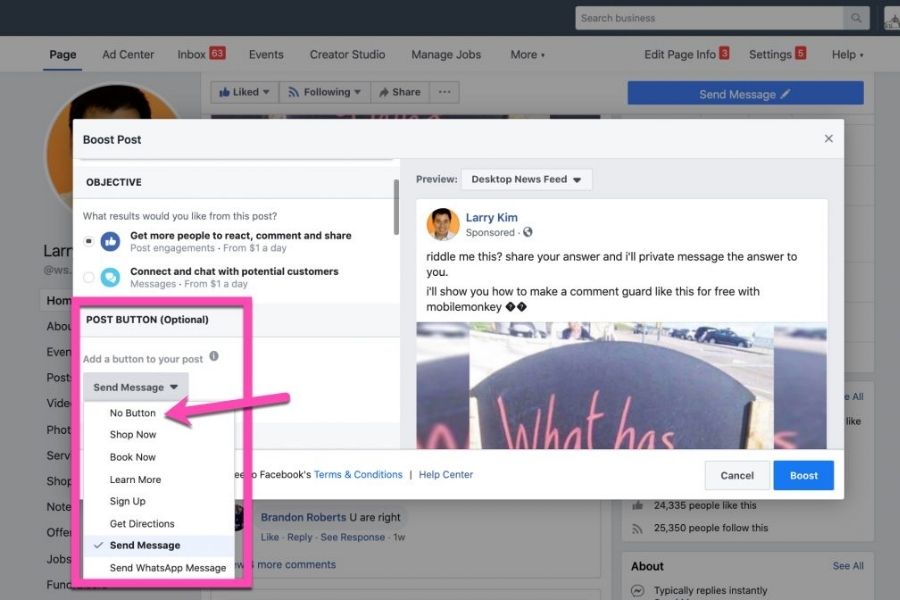 cost of boosting a post on facebook