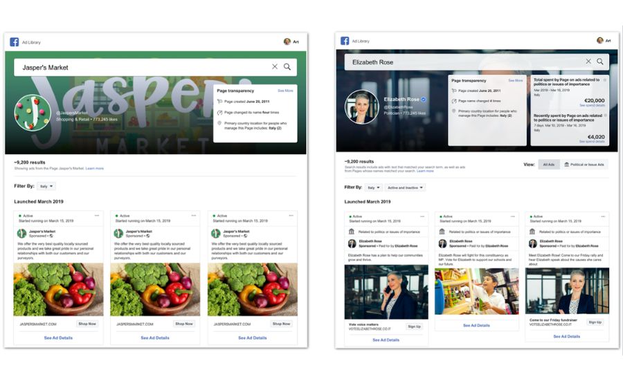 facebook ads library report