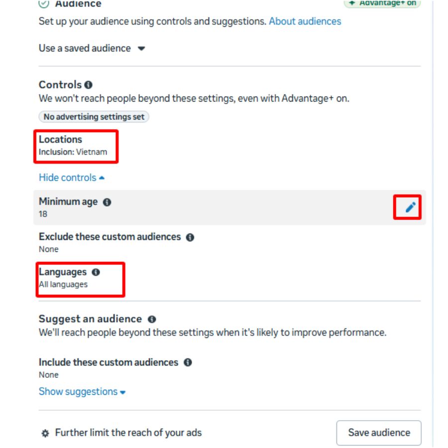 Audience targeting fields displayed here