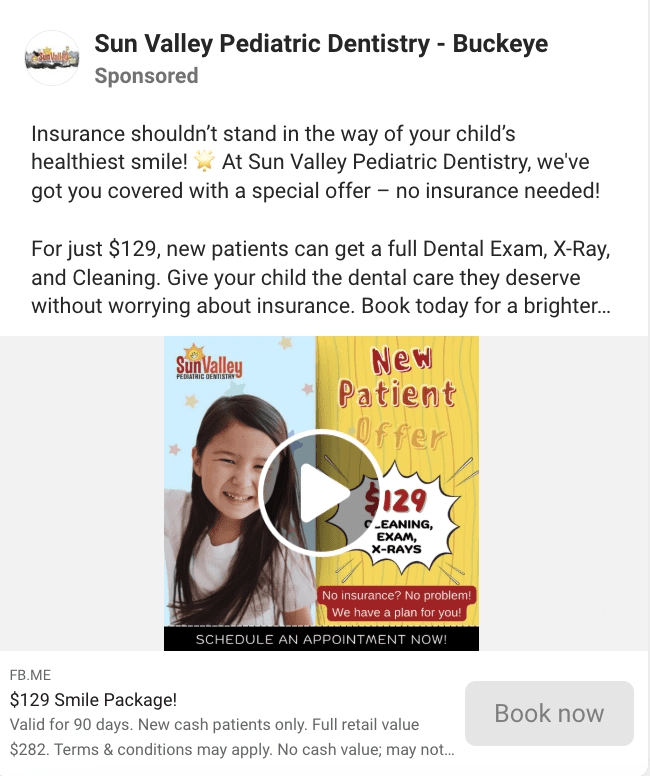 facebook ads for dental clinic