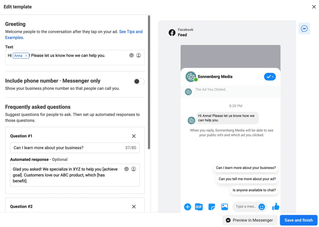 Set up Messenger ads