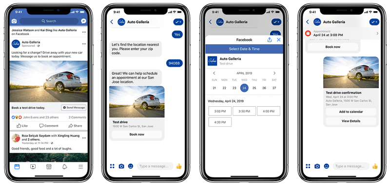 Messenger ads bookings sales