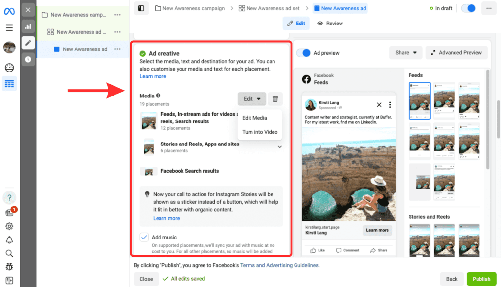 First Facebook ad setup